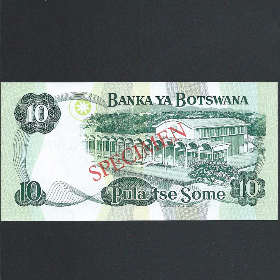 Botswana (P12s) 10 Pula specimen, D/45, Harrison, UNC