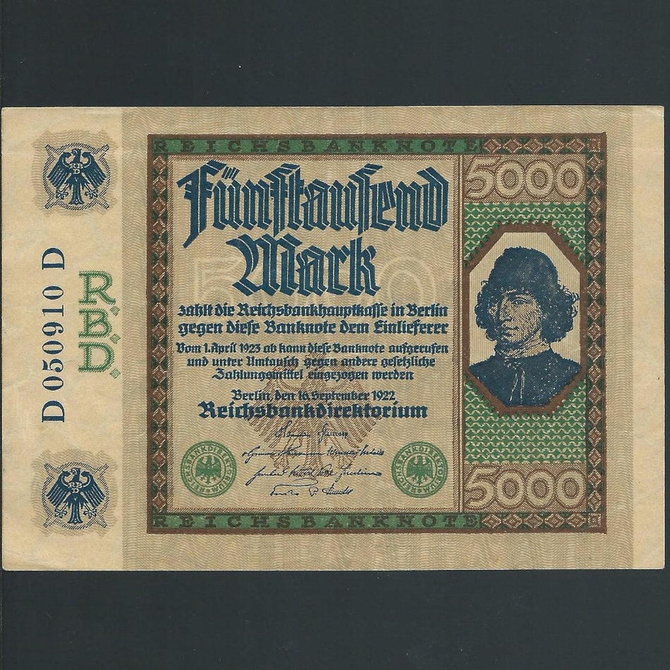 Germany (P.77) 5000 Mark, 1922, Spinelli, Good Fine