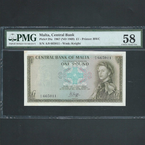 Malta (P29a) £1, 1969, Hogg signature, A/UNC