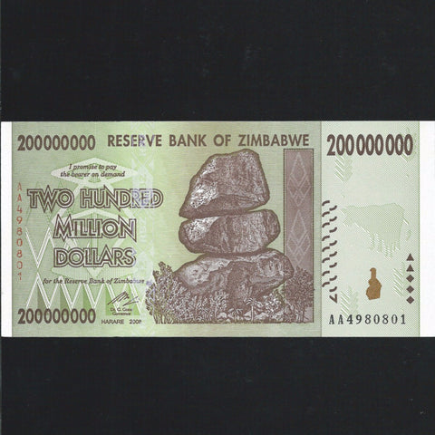 P.81 Zimbabwe 200 Million Dollars (2008) UNC - Colin Narbeth & Son Ltd. - 1