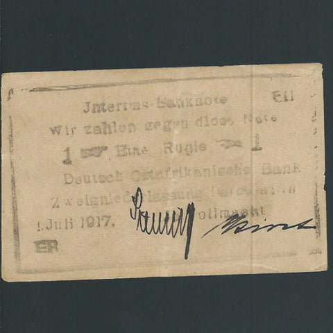 P.22c German East Africa 1 Rupien (01.07.1917) BUSH note, Stelling/ Kirst signatures, Ros.963a, A/EF - Colin Narbeth & Son Ltd. - 3