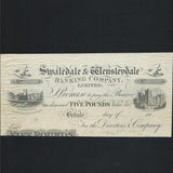 Provincial - Swaledale & Wensleydale £5 proof (18xx) Bedale branch, Outing 115c for type, cut, VF - Colin Narbeth & Son Ltd. - 1