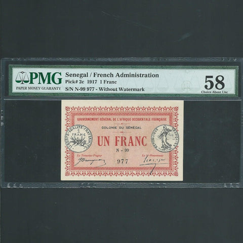 Senegal (P.2c) 1 Franc, 1917, A/UNC