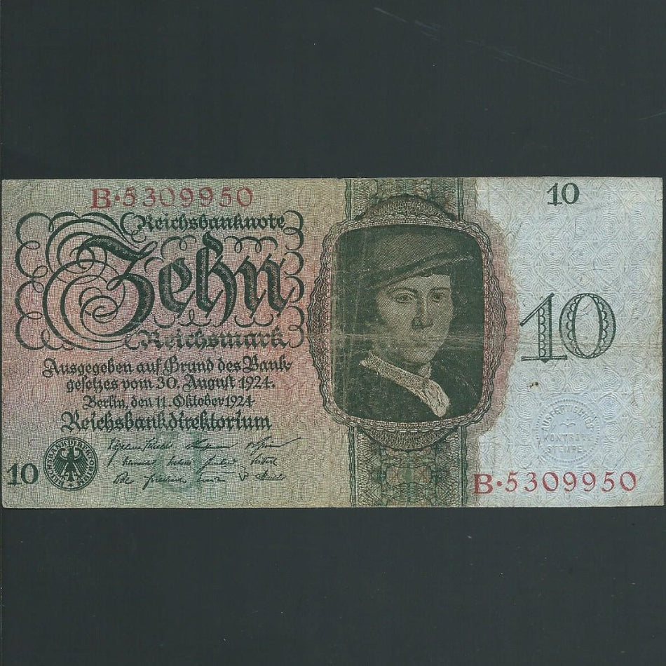 Germany (P175) 10 Reichsmark, 1924, B.5309950, Fine