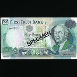 Northern Ireland (P138) £50 specimen, 1st June 2009, First trust Bank, Terry McDaid signature, A/UNC