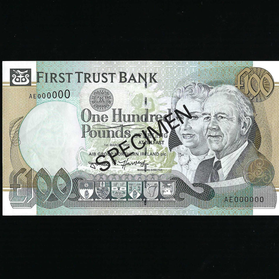 Northern Ireland (P135s) £100 specimen, 1st March 1996, First Trust Bank, A/UNC