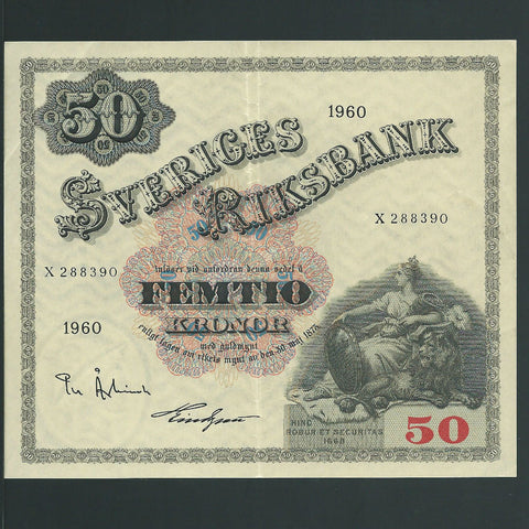Sweden (P47b) 50 Kronor, 1960, VF