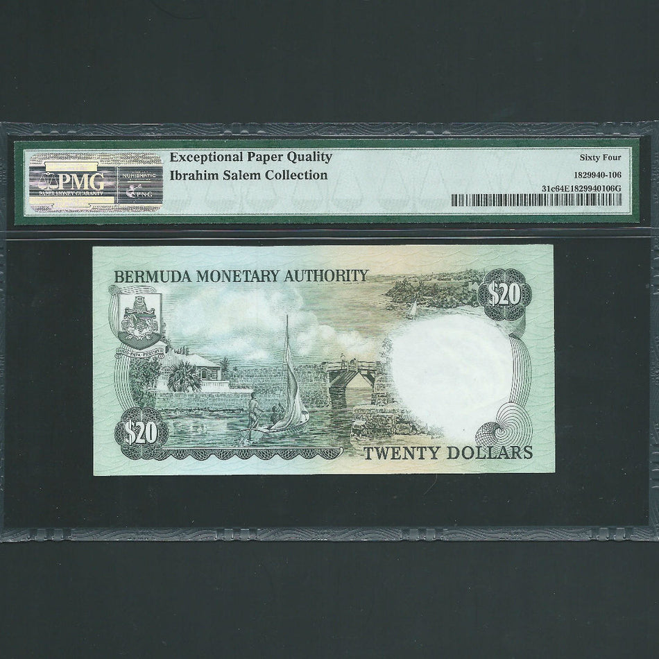 Bermuda (P31c) $20, 2nd January 1981, QEII, Chairman/ Managing Director, A/2 500001, this is note 1 of this signature, date and title, (PMG 64) UNC