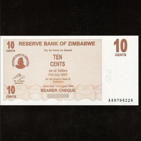 P.35 Zimbabwe 10 Cents (01.08.2006) UNC - Colin Narbeth & Son Ltd.