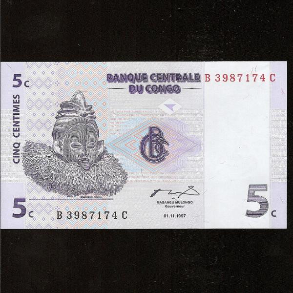 P.81 Congo Democratic Republic 5 Centimes (1997) UNC - Colin Narbeth & Son Ltd.