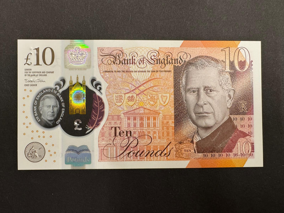 Bank of England (B420) John, £10, HB01 001952, Charles III, UNC