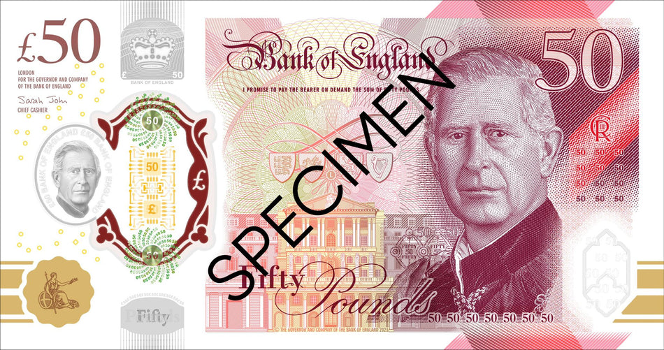 Bank of England, NEW £50, King Charles III, this is an issued note- image for display purpose only, UNC