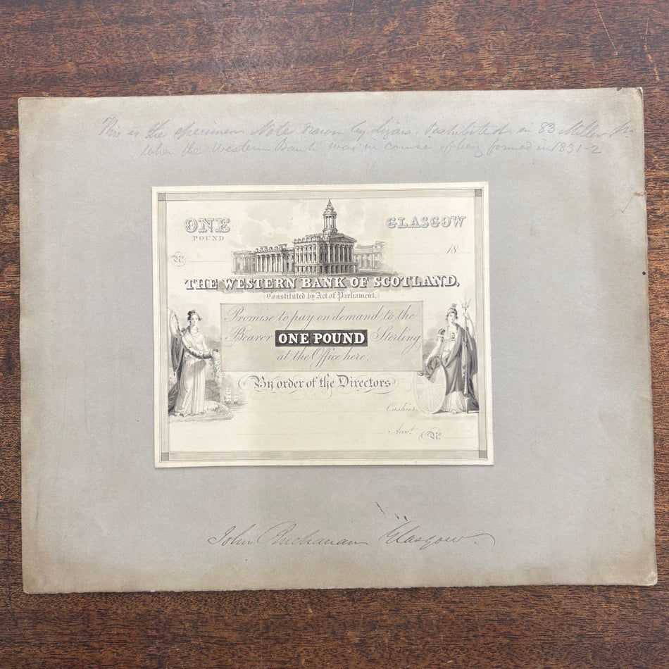 Scotland, Western Bank of Scotland, £1 original artwork on card, WE1