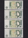 Bank of England (B337) four £1 error notes in sequence, set off, N25 872417/8/9/20, EF