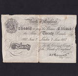 Operation Bernhard - Nazi forgery 1942-44, Peppiatt £20, 7th June 1937, 54M 34462 , rust, Poor