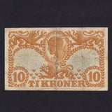 Denmark (P21a) 10 Kronor, 1913, without prefix letter, 0397509, VG/ Fine