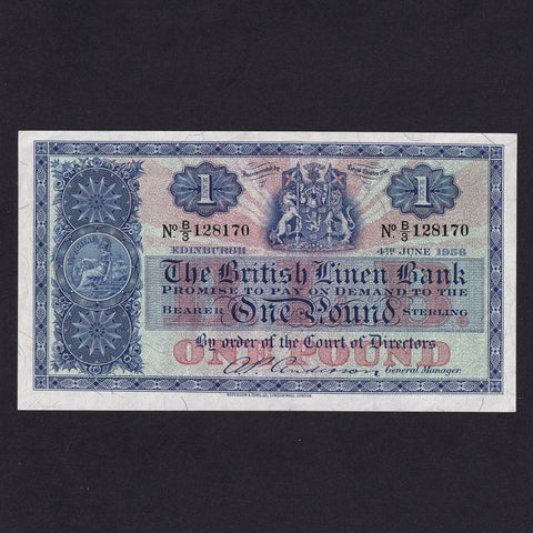 Scotland (P157d) British Linen Bank, £1, 4th June 1956, Anderson, B/3 128170, Waterlow, BL65d, EF