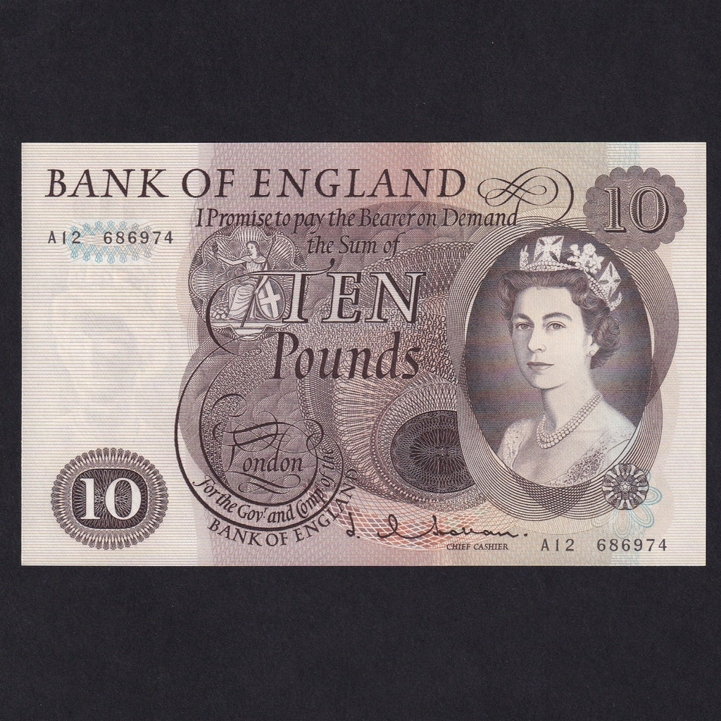 Bank of England (B299) Hollom, £10, 1964, A12, UNC