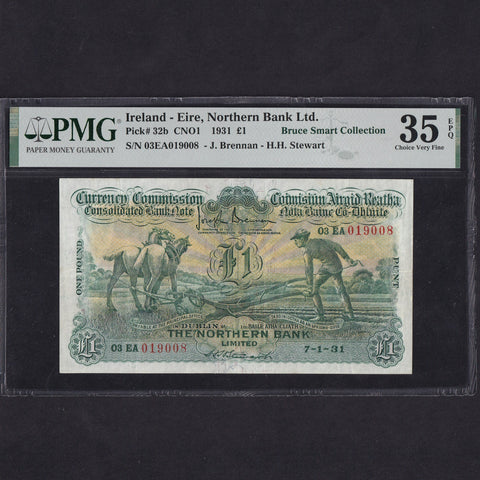 Ireland (P32b) The Northern Bank Limited, £1, 7th January 1931, PMG35, VF (the highest grade note so far)