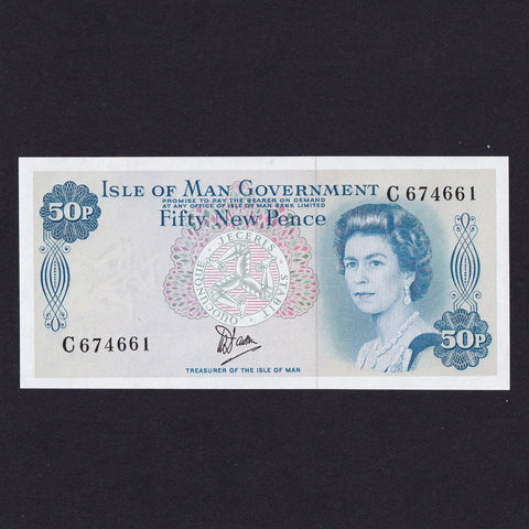 Isle of Man (P33) 50 Pence, QEII, Treasurer of the Isle of Man, C--, UNC