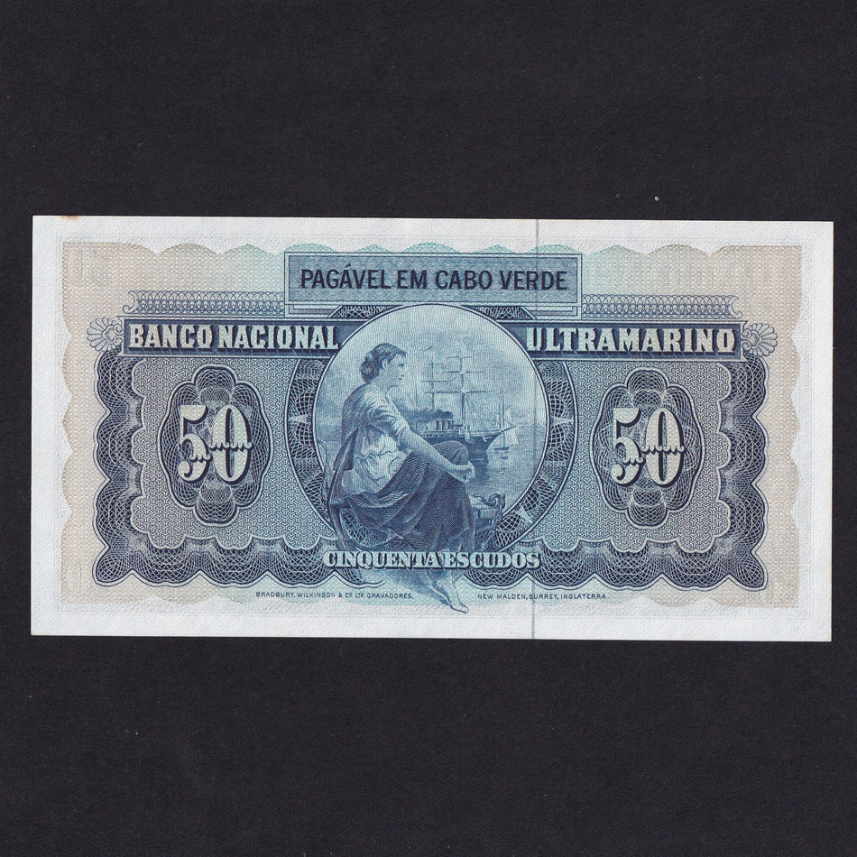 Cape Verde (P53a) 50 Escudos, 1972, no.1379993, slight rust, otherwise UNC