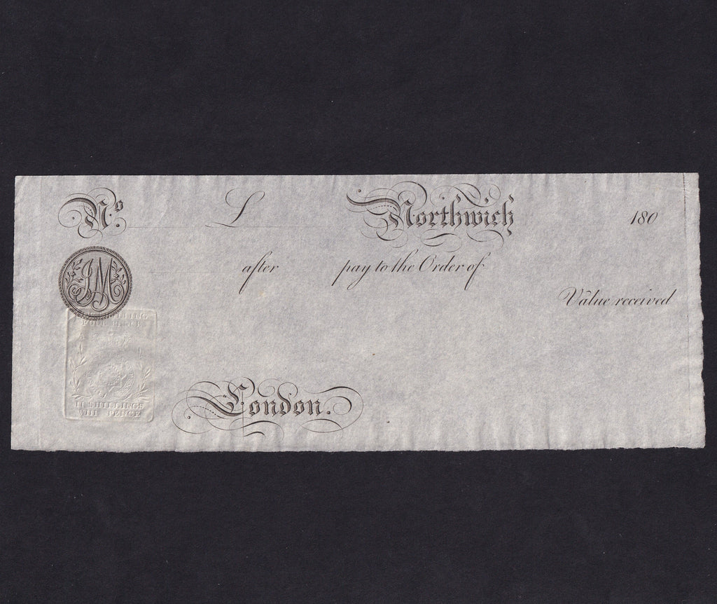 Provincial - Norwich, unissued order with 1/- 4d, 180x, embossed revenue, Good EF