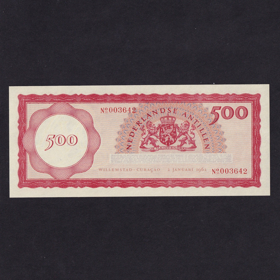 Netherland Antilles (P.7a) 500 Gulden, 2nd January 1962, no.003642, UNC