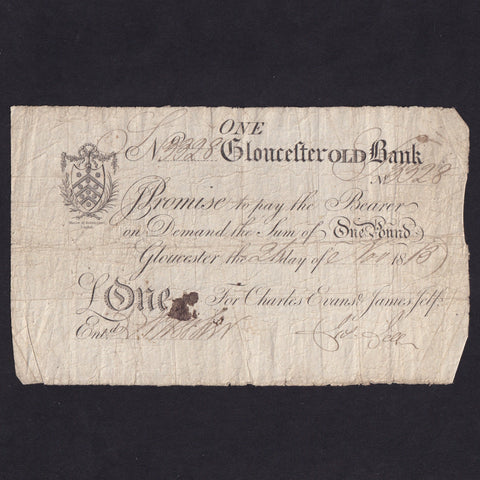 Provincial - Gloucester Old Bank, £1, 1814, signed Jas Self, note 3328, Outing 822h, VG/ Fine