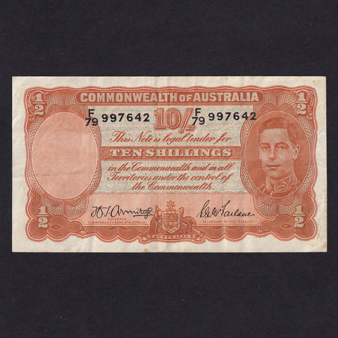 Australia (P25b) 10 Shillings, 1942, KGVI, Armitage/ McFarlane, F79 997642, slight rust, VF