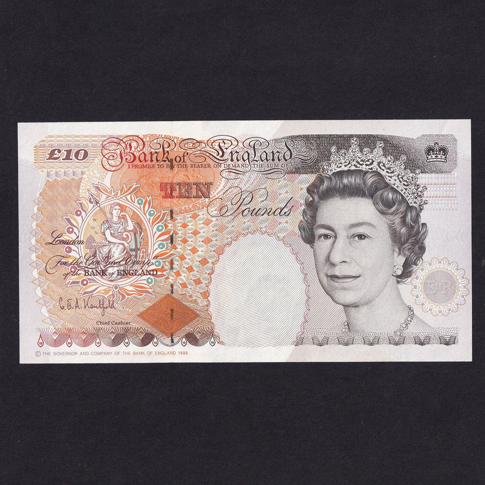 Bank of England (B366) Kentfield, £10 error, missing serials, Good EF