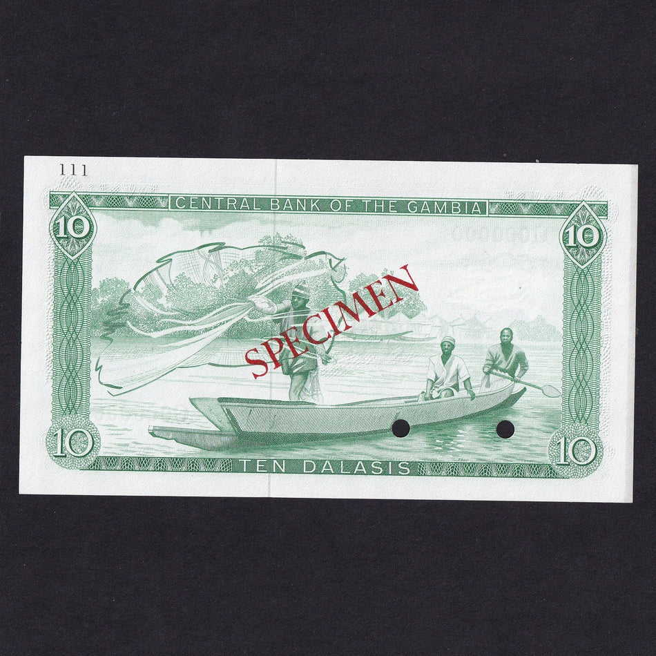 Gambia (P6bs) 10 Dalasi specimen, signature 6, C000000, UNC