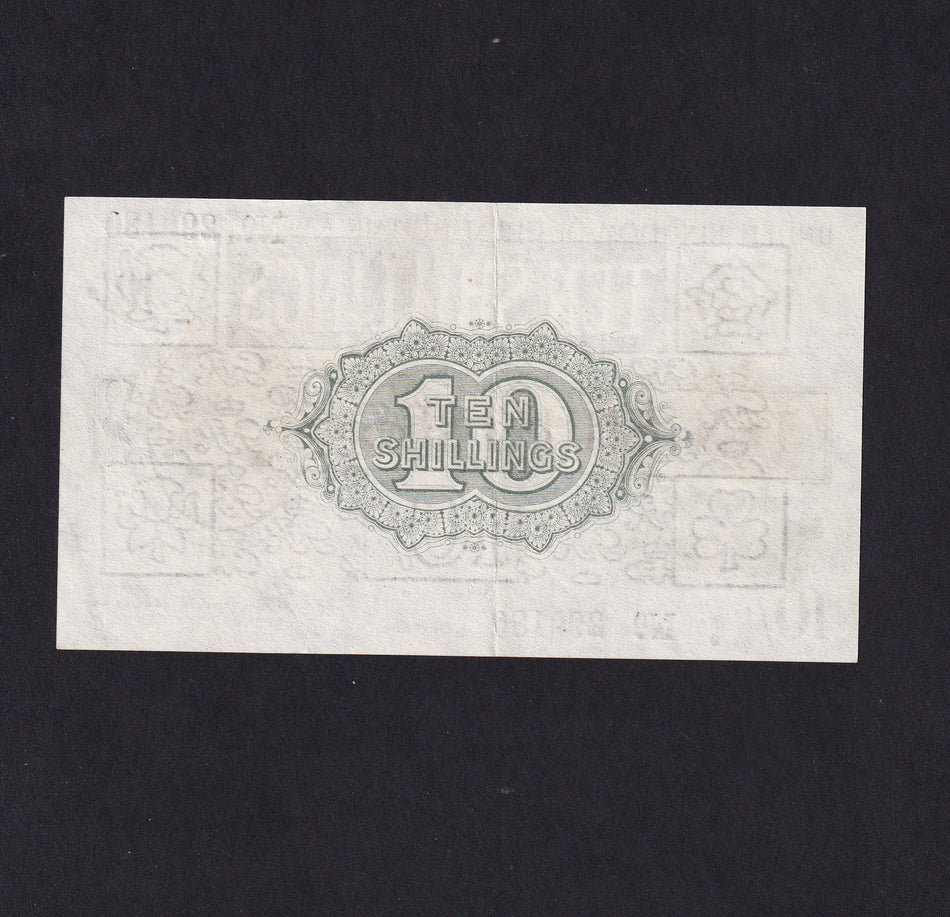 Treasury Series (T17) Bradbury, 10 Shillings, black dot, A/9 290180, 3rd issue, centre crease, otherwise EF
