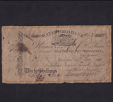 Ireland, Waterford Bank, 30 Shillings, 12th January 1820, for William Newport, PB346, stuck to paper, VG