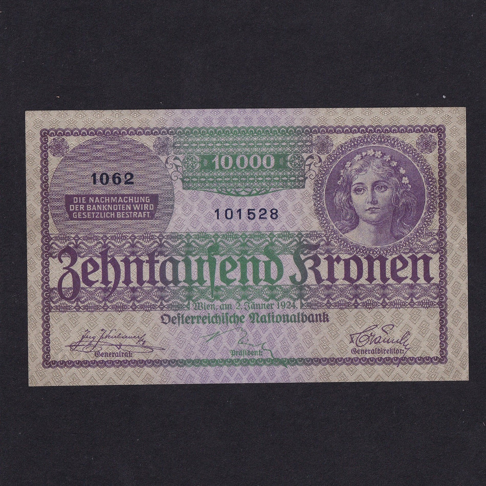 Austria (P85) 10,000 Kronen, 2nd January 1924, 1062, Good EF