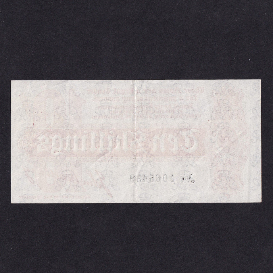 Treasury Series (T.9) Bradbury, 10 Shillings, first issue, A/2 0645438, centre crease, otherwise EF