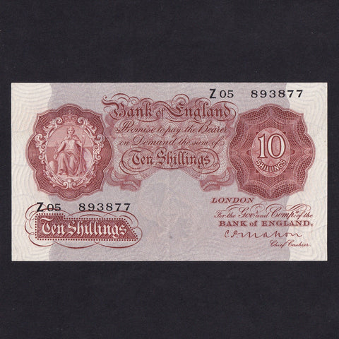 Bank of England (B210) Mahon, 10 Shillings, Z05 893877, strong centre crease, otherwise EF