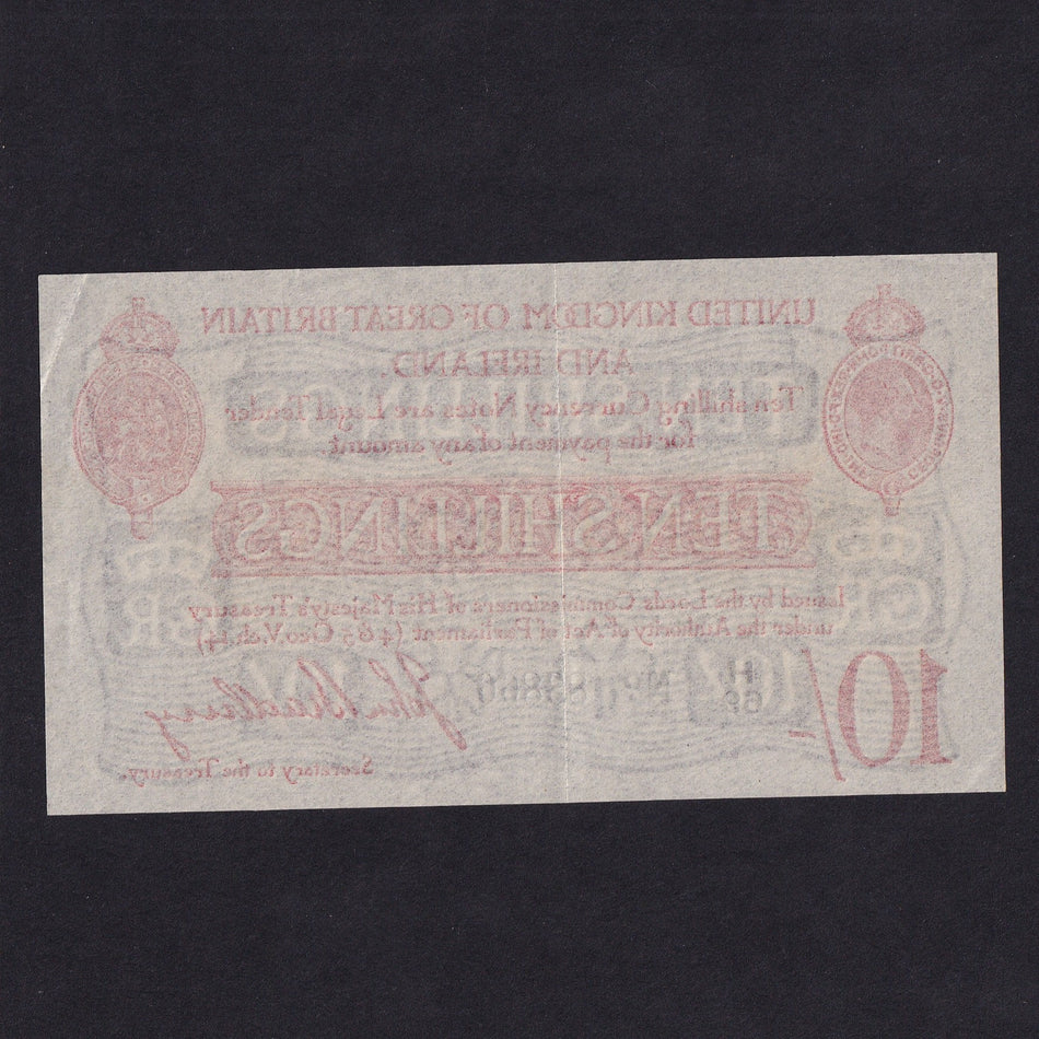 Treasury Series (T12 type 1) Bradbury, 10 Shillngs, De La Rue, H69 83866, 2nd issue, centre crease, otherwise EF