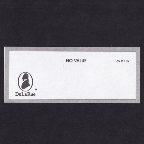 Promotional - De La Ru test note, NO VALUE, 65 x 155, UNC