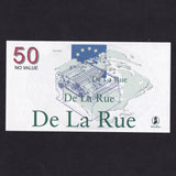 Promotional - De La Rue, counting machine test note for 50 Euros, NO VALUE, UNC