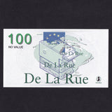Promotional - De La Rue, counting machine test note for 100 Euros, NO VALUE, UNC