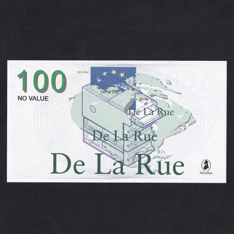 Promotional - De La Rue, counting machine test note for 100 Euros, NO ...