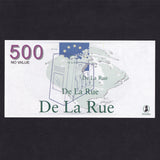 Promotional - De La Rue, counting machine test note for 500 Euros, NO VALUE, UNC