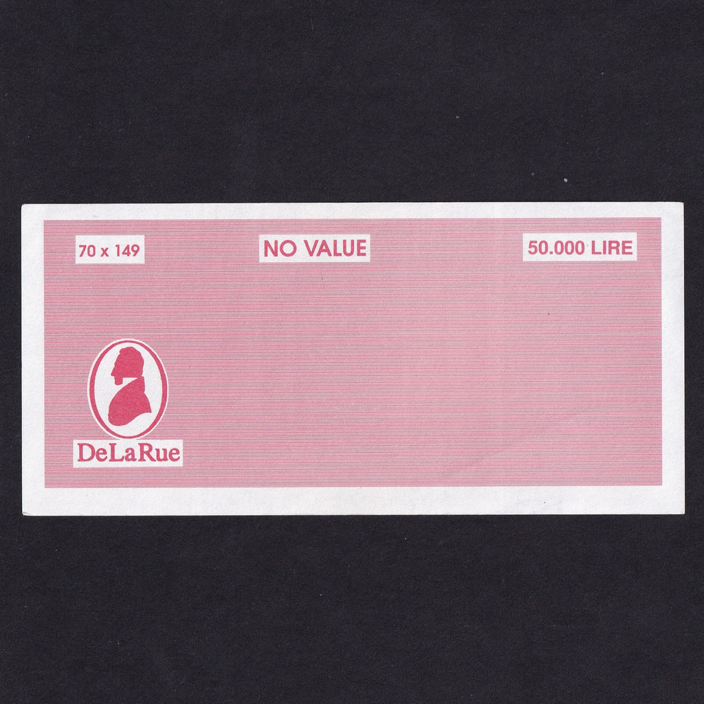 Promotional - De la Rue, counting machine test note for 50,000 Lire, NO VALUE, 70 x 149, UNC