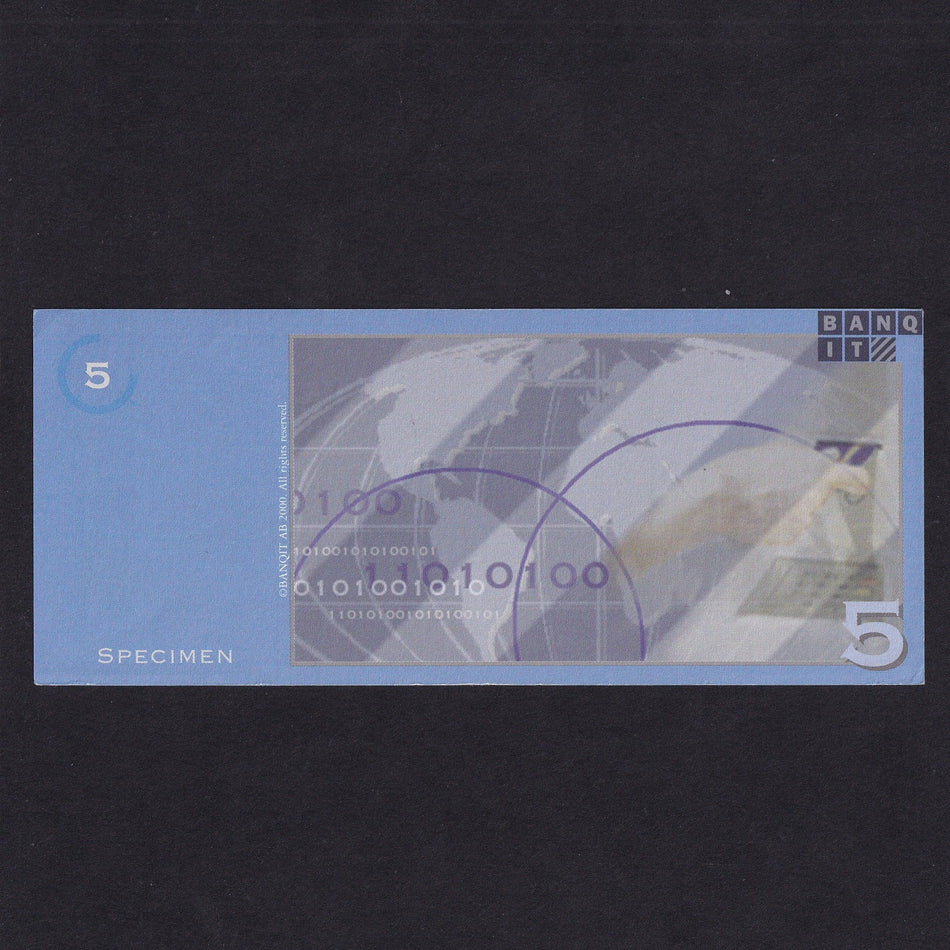 Banqit, counting machine test note, 5 specimen, 2000, UNC