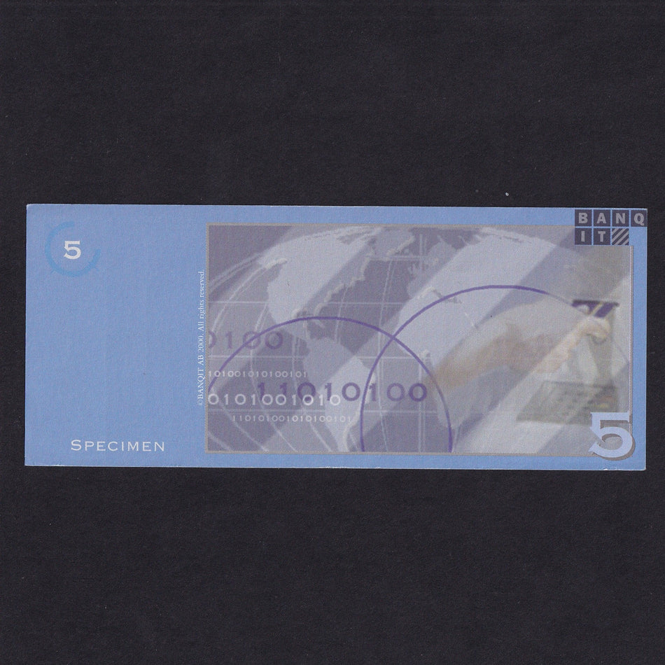 Banqit, counting machine test note, 5 specimen, 2000, UNC
