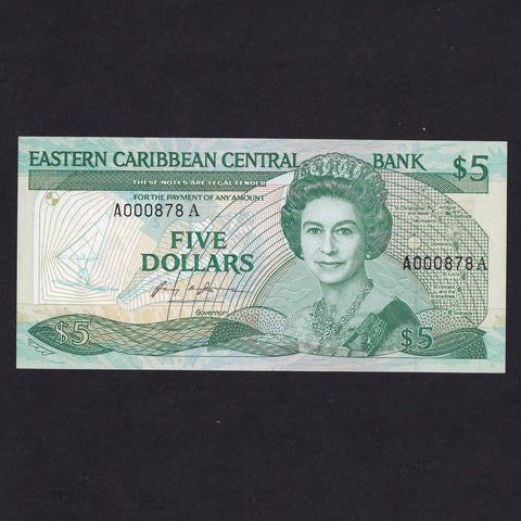 East Caribbean (P18a) $5, Anguilla not named on map, A000878A, UNC