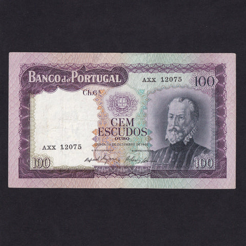 Portugal (P165) 100 Escudos, 1961, purple, VF