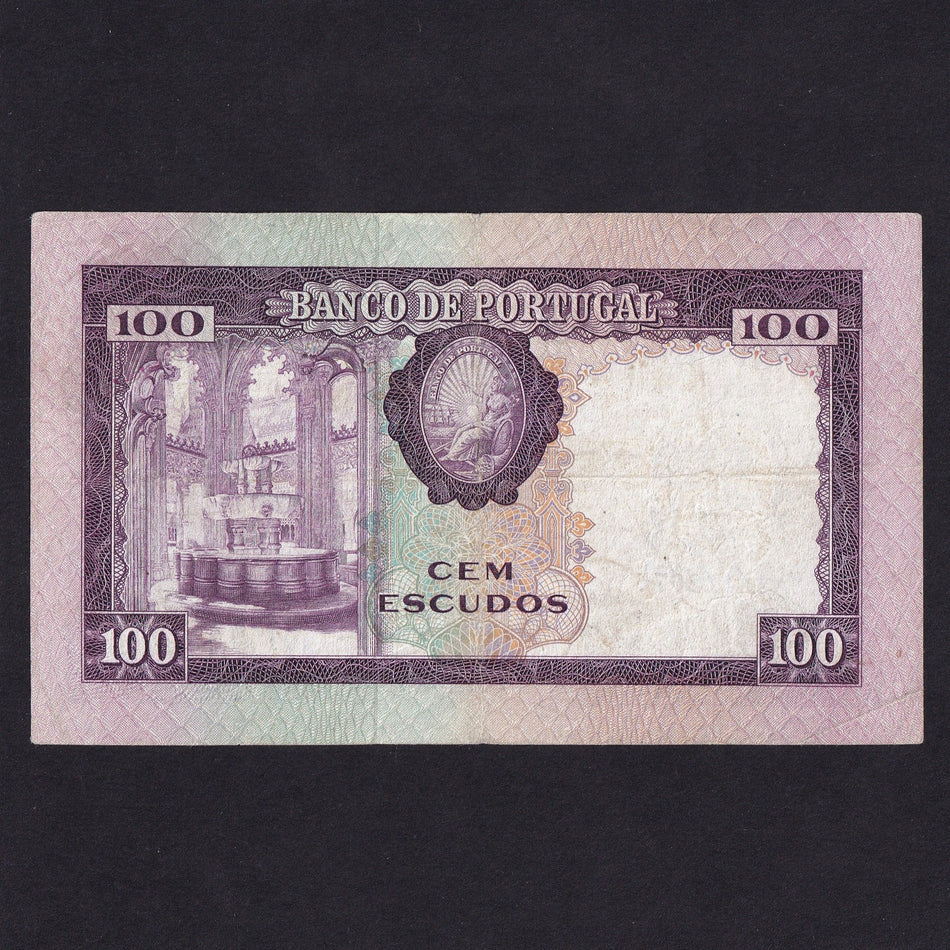 Portugal (P165) 100 Escudos, 1961, purple, VF