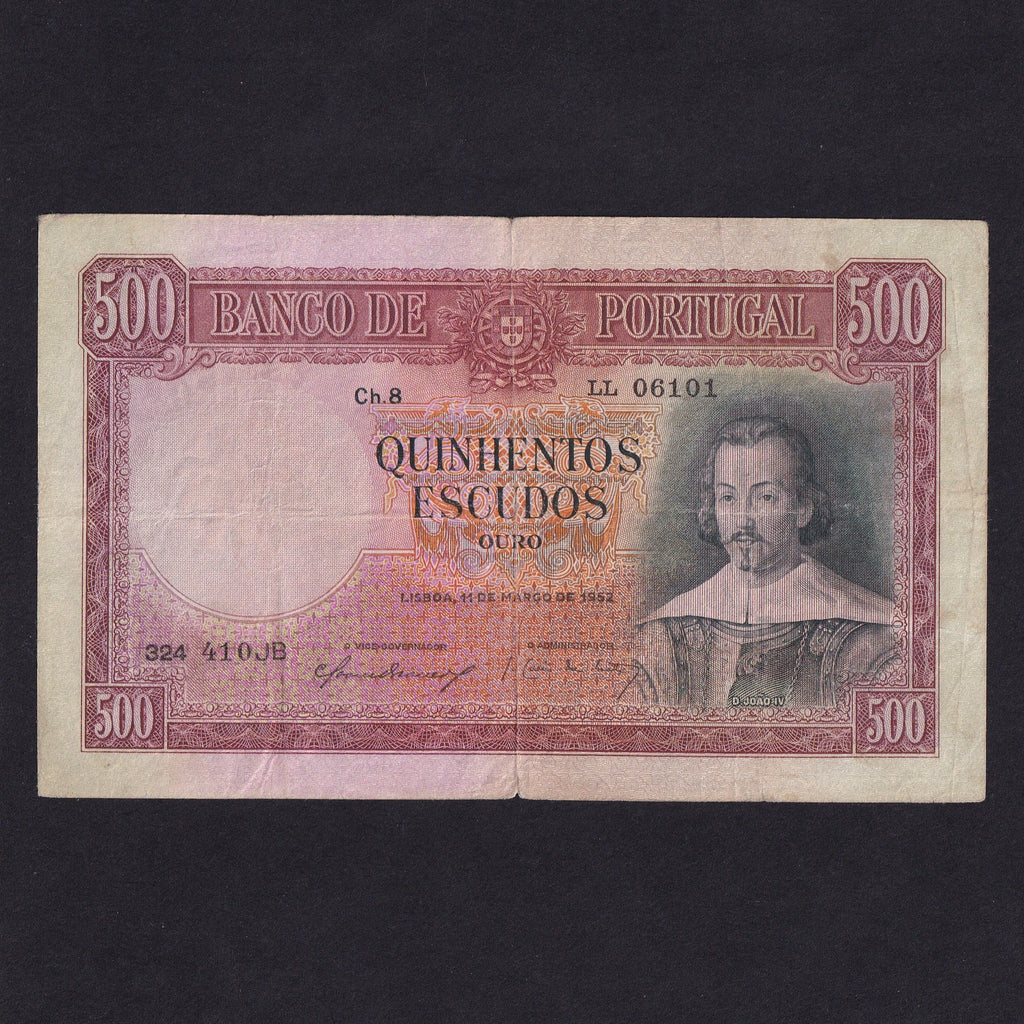 Portugal (P158) 500 Escudos, 1952, LL06101, Fine/ VF