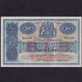 Scotland (P159b) British Linen Bank, £20, 10th February 1953, W/4 02/275, BL68e, A/EF